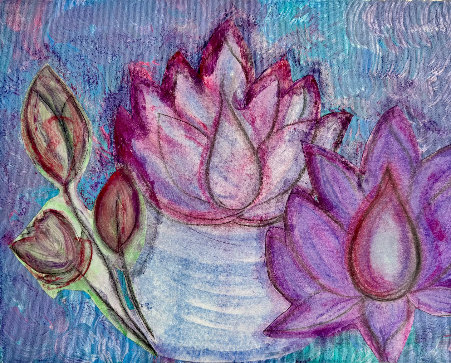 "3 Water Lillies" Kate Tanenbaum