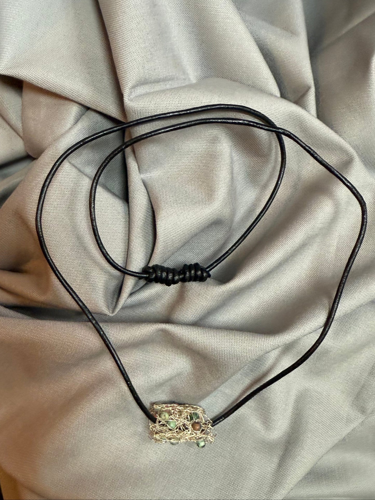 Rhodochrosite & African Turquoise Barrel Pendant by Larissa Gonzalez