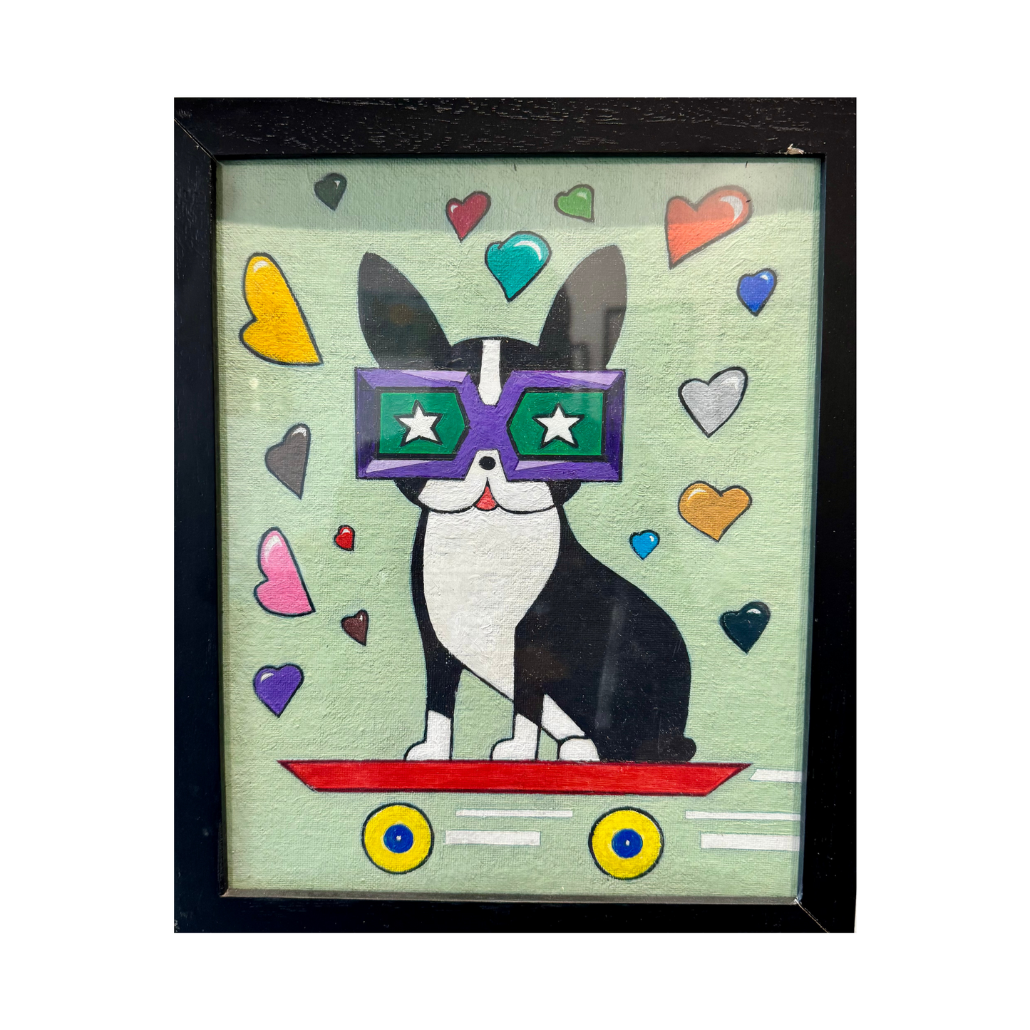 "Happy Boston Terrier on Skateboard" George Peñon Cassallo