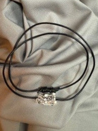 White Howlite & Black Labradorite Barrel Pendant by Larissa Gonzalez