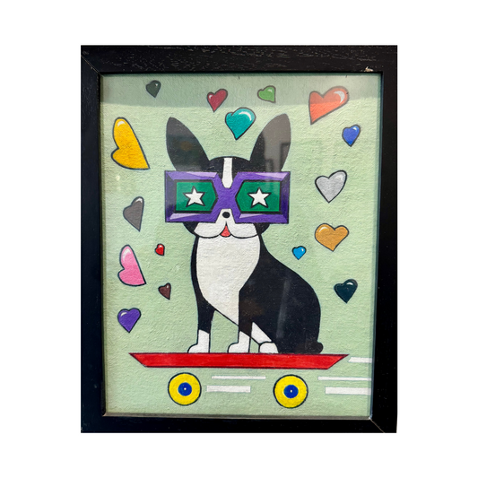 "Happy Boston Terrier on Skateboard" George Peñon Cassallo
